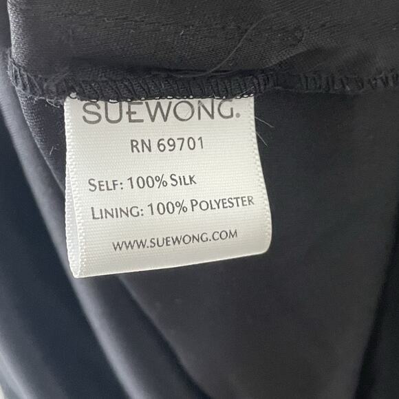 Vtg Y2K Sue Wong Black Silk Beaded Cocktail Dress 6 Vampy Witchy Fairy Grunge - Picture 7 of 12